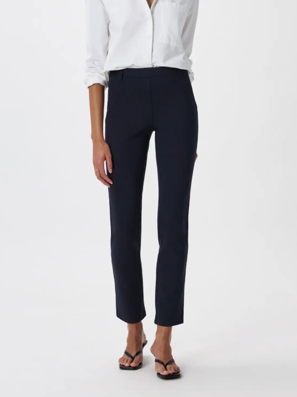 Quince Women’s Medium Solid Black Ponte Pants Straight Leg Stretch Career Pants